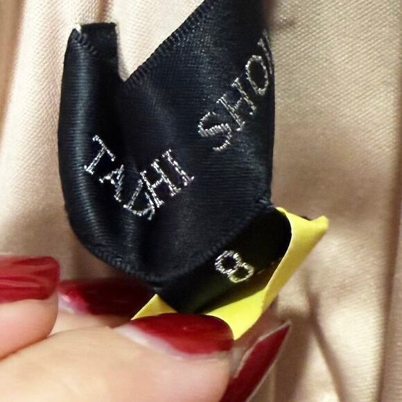 Tadashi Shoji Lace Crepe A-Line Sheath Maxi Dress Gown Navy - Picture 14 of 16